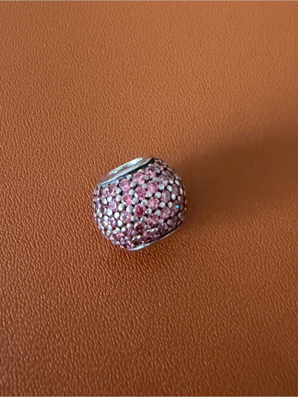 Pandora Pavé Lights Charm in sterling silver with pink cubic zirconia